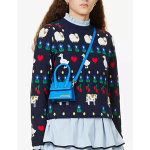 HVN Diana Farm Pattern Cottagecore Intarsia Knit Sweater  Primary Colors XL $395